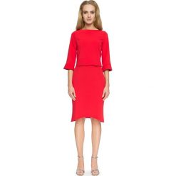 MARGO Bluzka z rękawami 3/4 - czerwona. Czerwone bluzki damskie Stylove, s, bez wzorów, eleganckie, z klasycznym kołnierzykiem, z długim rękawem. Za 109,90 zł.
