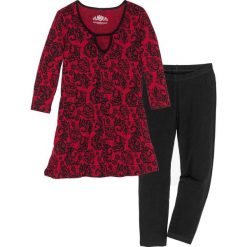 Piżama z legginsami 3/4 bonprix czarno-czerwony z nadrukiem. Czerwone piżamy damskie bonprix, z nadrukiem, bez rękawów. Za 54,99 zł.