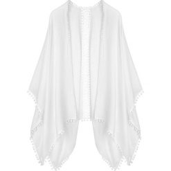 Letnie poncho bonprix kremowy. Brązowe żakiety damskie bonprix, w koronkowe wzory, z koronki. Za 59,99 zł.
