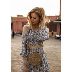 Kremowy Komplet Exact Nature. Brązowe spódniczki damskie Renee, na spotkanie biznesowe, s, z aplikacjami, eleganckie, mini, rozkloszowane. Za 169,99 zł.