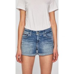 Tommy Jeans - Szorty. Niebieskie szorty damskie Tommy Jeans, bez wzorów, z elastanu, casualowe. Za 299,90 zł.