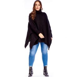 Sweter- ponczo z golfem czarny. Czarne poncza damskie z poliamidu. Za 85,34 zł.