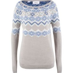 Sweter wzorzysty bonprix jasnoszary melanż wzorzysty. Szare swetry klasyczne damskie bonprix. Za 74,99 zł.