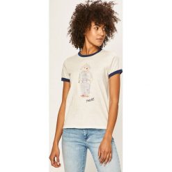 Polo Ralph Lauren - T-shirt. Białe bluzki damskie Polo Ralph Lauren, s, z nadrukiem, z bawełny, casualowe, z okrągłym kołnierzem, z krótkim rękawem. Za 369,90 zł.