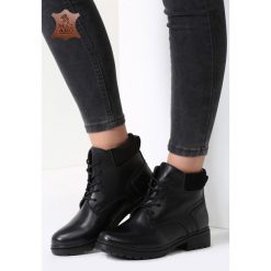 Buty zimowe damskie: Czarne Skórzane Botki Highway 69