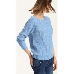 SWETER DŁUGI RĘKAW DAMSKI REGLAN, KLASYCZNY. Niebieskie swetry damskie TROLL, s, bez wzorów, klasyczne, z długim rękawem, długie, bez kaptura. W wyprzedaży za 44,99 zł.