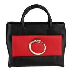 Torebki klasyczne damskie: Torebka w kolorze czarno-czerwonym – (S)29 x (W)21 x (G)14 cm