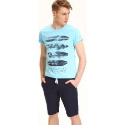 T-shirt krótki rękaw męski. Niebieskie t-shirty męskie Top Secret, na lato, m, z nadrukiem, z bawełny, z okrągłym kołnierzem, krótkie. W wyprzedaży za 19,99 zł.