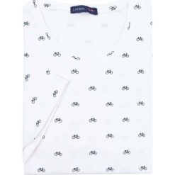 Męska biała koszulka T-shirt w rowery KTS3. Białe koszulki męskie Lanieri Fashion - swetry męskie, m, bez wzorów, z bawełny, casualowe, polo, bez rękawów. W wyprzedaży za 82,50 zł.