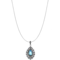 Wisiorek Srebrny - srebro 925, Markasyt,topaz swiss blue. Szare zawieszki damskie W.KRUK, z topazem, srebrne. Za 249,00 zł.