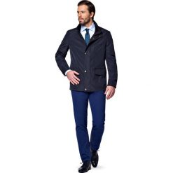 Kurtka Granatowa Clifden. Niebieskie płaszcze męskie marki LANCERTO, m, bez wzorów, eleganckie, bez kaptura. W wyprzedaży za 399,90 zł.