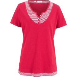 Shirt 2 w 1, krótki rękaw bonprix czerwony. Czerwone koszulki damskie bonprix, bez wzorów, bez kołnierzyka. Za 44,99 zł.
