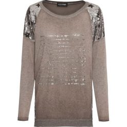 Sweter z cekinami bonprix brązowy. Brązowe swetry klasyczne damskie marki bonprix. Za 129,99 zł.