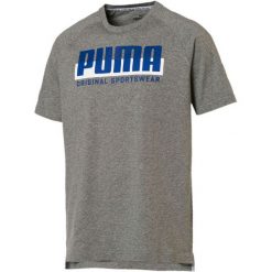 Puma Koszulka Męska Athletics Graphic Tee Medium Gray Heathe Xl. Szare koszulki męskie Puma, xl, z napisami, bez kołnierzyka, bez rękawów. Za 105,00 zł.