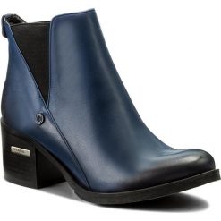 Botki CARINII - B3705 G86-000-PSK-861. Niebieskie buty zimowe damskie marki Carinii, z materiału, na obcasie. W wyprzedaży za 199,00 zł.