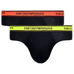 Komplet 2 par slipów Emporio Armani Underwear 111733 9P717 23820. Czarne slipy męskie Emporio Armani Underwear, xl, bez wzorów, z elastanu. W wyprzedaży za 109,00 zł.