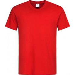 Czerwony Bawełniany T-Shirt w Serek, Męski Bez Nadruku -STEDMAN- Koszulka, Krótki Rękaw, V-neck TSJNPLST2300scarletred. Czerwone koszulki męskie Stedman, m, z nadrukiem, z bawełny, casualowe, z dekoltem w serek, z krótkim rękawem, krótkie. Za 34,00 zł.