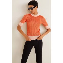 Mango - Top Darian. Różowe topy damskie Mango, l, z dzianiny, z okrągłym kołnierzem. Za 139,90 zł.