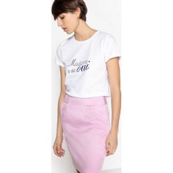 Koszulka z okrągłym dekoltem i krótkim rękawem. Szare t-shirty damskie marki La Redoute Collections, s, z bawełny, z okrągłym kołnierzem, z krótkim rękawem. Za 100,76 zł.