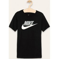 Nike Kids - T-shirt dziecięcy 122-170 cm. Czarne t-shirty chłopięce Nike Kids, z nadrukiem, z bawełny, bez rękawów. Za 79,90 zł.