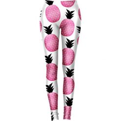Legginsy we wzory: Legginsy w kolorze biało-różowym