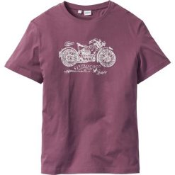 T-shirt bonprix matowy jeżynowy. Fioletowe koszulki męskie bonprix, s, z nadrukiem, bez kołnierzyka, bez rękawów. Za 29,99 zł.