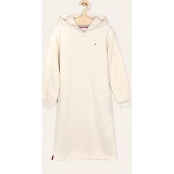 Tommy Hilfiger - Sukienka 140-176 cm. Białe sukienki dziewczęce TOMMY HILFIGER, z nadrukiem, z bawełny, casualowe, z długim rękawem, długie, maxi, proste. W wyprzedaży za 269,90 zł.
