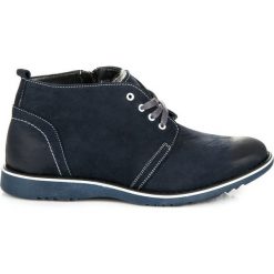 Buty zimowe męskie: Skórzane botki z kożuszkiem