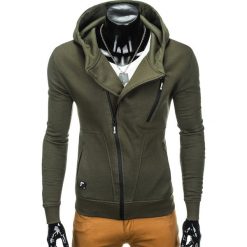 BLUZA MĘSKA ROZPINANA Z KAPTUREM B738 - KHAKI. Brązowe bluzy męskie rozpinane marki Ombre Clothing, m, z bawełny, z kapturem. Za 69,00 zł.