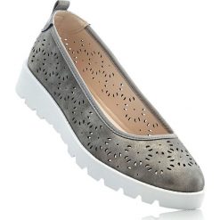 Baleriny bonprix antracytowy. Szare koturny damskie marki bonprix, bez wzorów, bez obcasa, na koturnie. Za 79,99 zł.