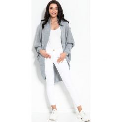 Kardigan I324 szary. Szare swetry damskie Tagless, s, z wełny. Za 123,50 zł.