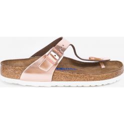 Birkenstock - Japonki Gizeh. Różowe klapki damskie Birkenstock, bez wzorów, ze skóry, bez obcasa, na obcasie. Za 359,90 zł.