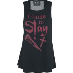 Buffy: Postrach Wampirów I Came To Slay Top damski czarny. Czarne topy damskie marki Buffy: Postrach Wampirów, s, w ażurowe wzory, z materiału, z dekoltem na plecach. Za 62,90 zł.