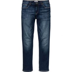 Dżinsy "power-stretch" Slim Fit Straight bonprix ciemnoniebieski "used". Niebieskie jeansy męskie bonprix, m, bez wzorów, z jeansu, klasyczne. Za 109,99 zł.
