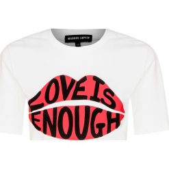 T-shirt MARKUS LUPFER ALEX LOVE IS ENOUGH LIP. Białe bluzki damskie Markus Lupfer, z nadrukiem, z bawełny, z okrągłym kołnierzem, bez rękawów. W wyprzedaży za 218,00 zł.