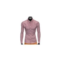 KOSZULA MĘSKA ELEGANCKA Z DŁUGIM RĘKAWEM K401 - BORDOWA. Czerwone koszule męskie Ombre Clothing, s, bez wzorów, eleganckie, bez kołnierzyka, z długim rękawem. Za 49,00 zł.