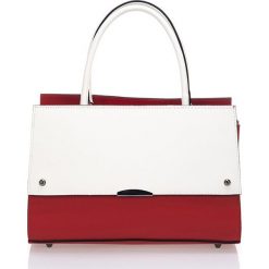 Torebki klasyczne damskie: Skórzana torebka w kolorze czerwono-białym – 32 x 22 x 13 cm