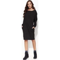 Czarna Sukienka Kimono za Kolano z Kieszeniami. Czarne sukienki na komunię marki Mohito, l, proste. Za 104,90 zł.