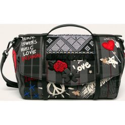 Desigual - Torebka. Szare listonoszki damskie Desigual, w paski, z bawełny, na ramię, bez dodatków. W wyprzedaży za 219,90 zł.