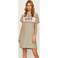 Levi's - Sukienka. Szare sukienki damskie Levi's®, na co dzień, s, z nadrukiem, z bawełny, casualowe, z okrągłym kołnierzem, z krótkim rękawem, krótkie, mini, proste. Za 219,90 zł.