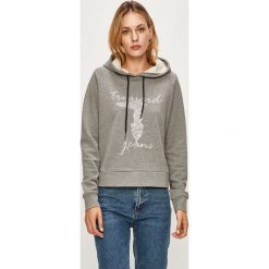 Trussardi Jeans - Bluza. Czarne bluzy damskie Trussardi Jeans, s, z nadrukiem, z elastanu, bez rękawów, z kapturem. Za 379,90 zł.