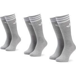 Zestaw 3 par wysokich skarpet unisex adidas - Solid Crew Sock ED9361 Mgreyh/White. Szare skarpetki damskie Adidas, bez wzorów, z elastanu. Za 54,95 zł.
