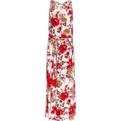 Sukienka maxi bonprix kremowo-czerwony w kwiaty. Brązowe sukienki damskie bonprix, w kwiaty, bez kołnierzyka, bez rękawów, maxi. Za 84,99 zł.