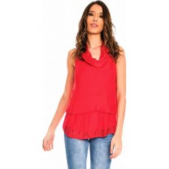 Jedwabny top w kolorze czerwonym. Czerwone bluzki damskie Silk Premium, s, bez wzorów, z jedwabiu, bez kołnierzyka, bez rękawów. W wyprzedaży za 128,95 zł.