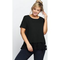 Czarna Bluzka Lace Ruffle. Czarne bluzki damskie Born2be, na lato, xl, bez wzorów, z tkaniny, bez kołnierzyka, bez rękawów. Za 59,99 zł.