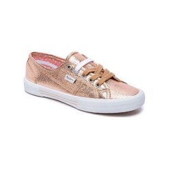 Trampki w kolorze złotym. Żółte trampki i tenisówki damskie Melissa, Pepe Jeans, bez wzorów, z materiału, na sznurówki. W wyprzedaży za 99,95 zł.