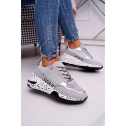 Sportowe Damskie Buty Gruba Podeszwa Szare Nokien. Szare buty sportowe damskie Ideal Shoes, bez wzorów, z materiału, klasyczne. Za 89,00 zł.