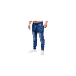 Joggery męskie: SPODNIE MĘSKIE JEANSOWE JOGGERY P198 – NIEBIESKIE