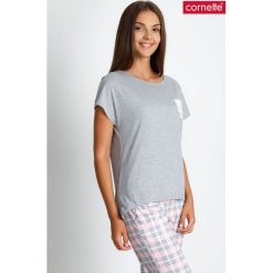 Piżama w pastelową kratę QUIOSQUE. Czerwone piżamy damskie QUIOSQUE, l, w kratkę, z bawełny, z długim rękawem. Za 99,99 zł.