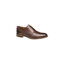 Brązowe eleganckie półbuty męskie Am Shoe ze skóry. Pomarańczowe buty wizytowe męskie ze skóry, na sznurówki. Za 179,90 zł.